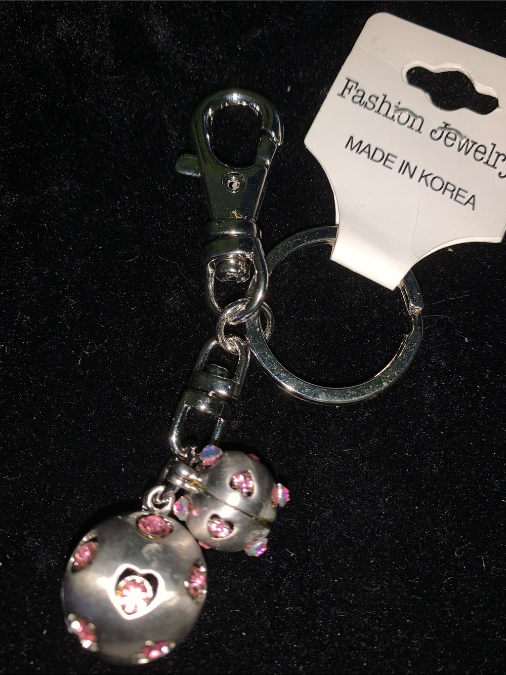 pink Crystal Balls bag/purse charm Keychain
